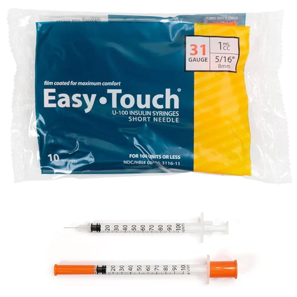Easy Touch Insulin Syringe, 31G 1cc 5/16-Inch (8mm), Bag of 10